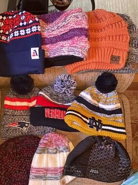 Mixed Winter Beanie Lot - Multicolor Pom & Knit Caps